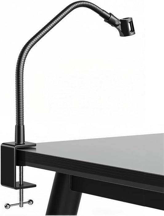 19-INCHS Flexible Gooseneck Microphone Stand with Heavy Duty Desk Clamp for Podcast, Meetings, Lectures, Radio Broadcasting Studio, Live Broadcast Equipment, TV Stations