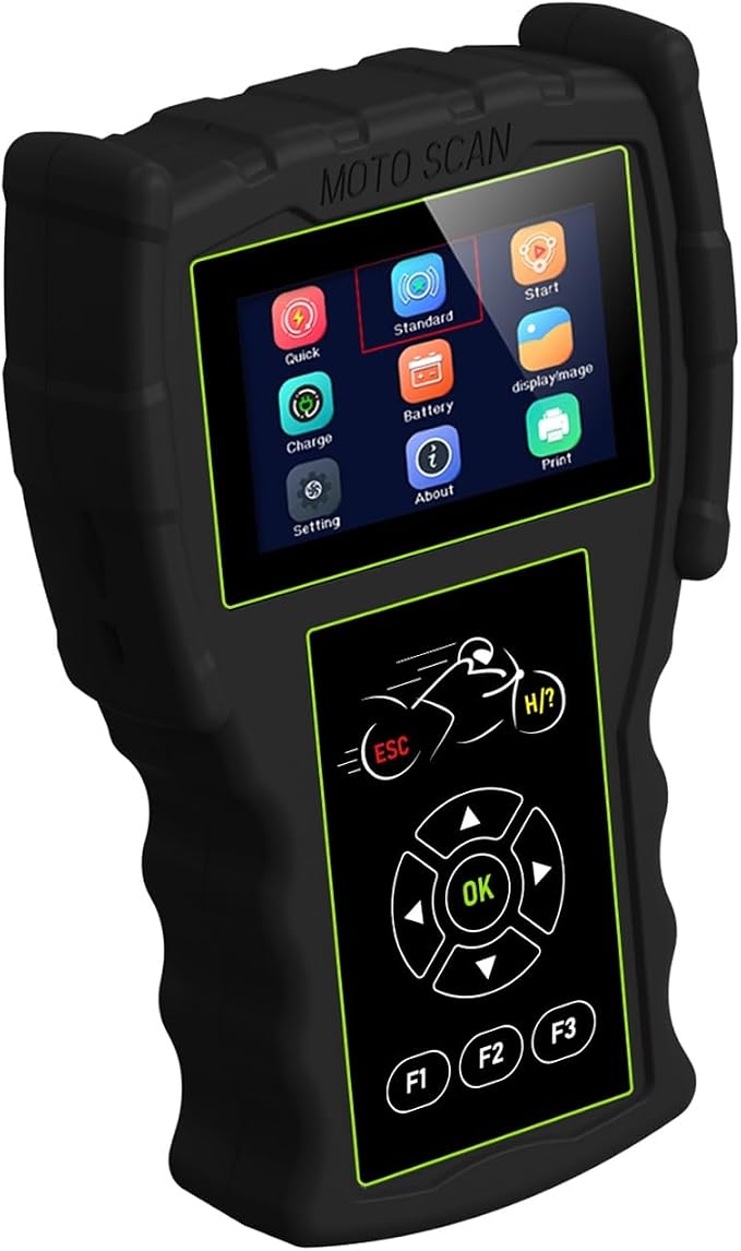 Motorcycle System Engine Diagnostic Test Tool M100 Pro Moto Scanner Code Readers Scan Tools Dual System Detection Moto Scanner+Battery Tester Multilingual with 16 Model Cables Standard Version