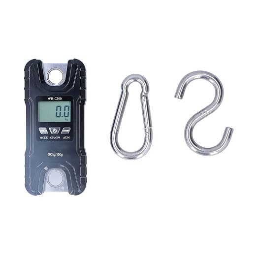 Fafeicy 500kg Digital Hanging Scale 1100lb Portable Electronic Hook Scale with 360 LCD Auto Lock for Fishing Luggage (Black)