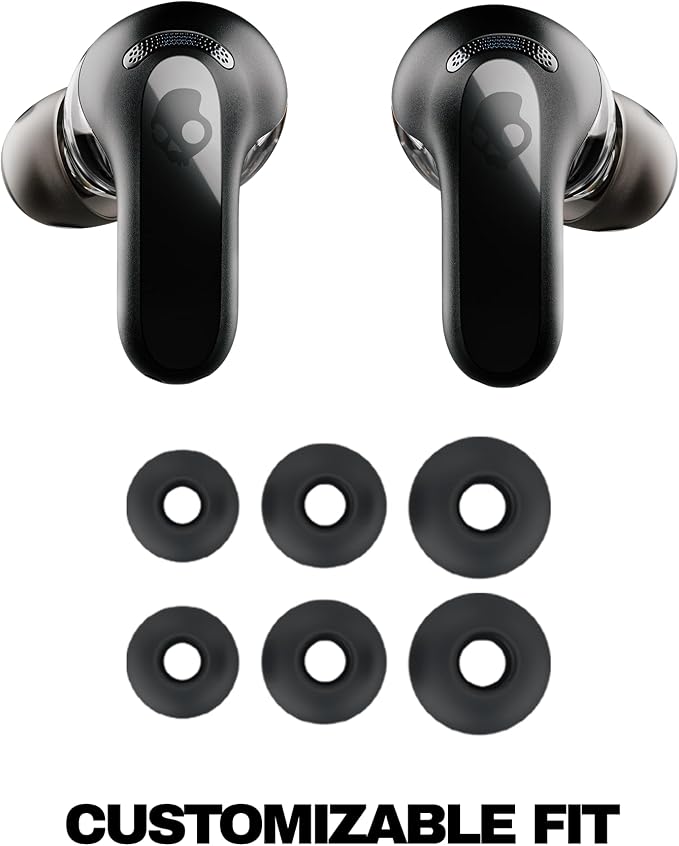 Skullcandy Rail ANC Wireless Earbuds, Bluetooth Headphones, Active Noise Cancelling, Up to 38 Hours Battery, Microphone for iPhone Android, Customizable via App - Bone