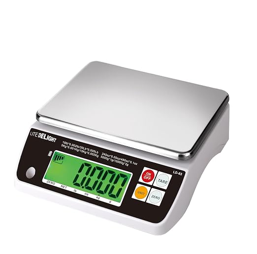 LiteDelight LD-63 Kitchen Scale, Lb/Oz/Kg/g Switchable, Stainless Steel Plate Food Scale, Large LCD Display with Backlight, 6 lb Capacity, 0.001 lb Readability