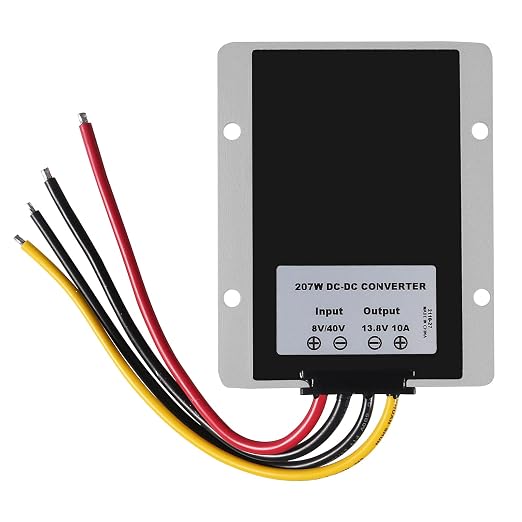 DIANN DC Voltage Reducer Converter DC 8V/40V to 13.8V 10A Automatic Step Down Up Voltage Regulator Power Converter Waterproof Module Transformer for Golf Cart Club Car