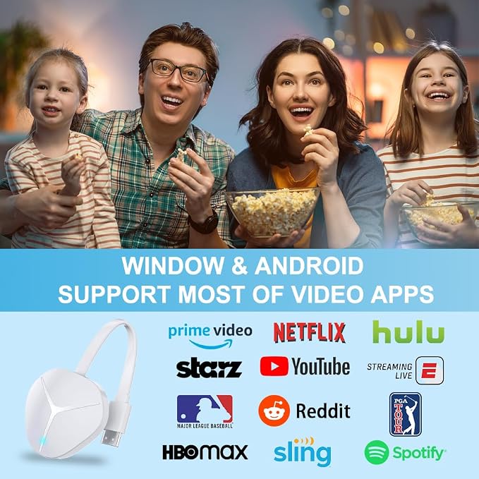4K Wireless HDMI Display Adapter, SOCLLLife Screen Mirroring Dongle for i-Phone, i-Pad, Android, Windows, Laptop to HDTV/Projector/Monitor, Support Airplay, Miracast for Casting Video & Audio, White