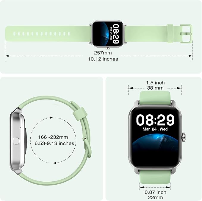 Fitpolo Smart Watch for Men Women Android, Alexa Built-in [1.8" HD Screen] IP68 Waterproof Fitness Watch Bluetooth Call for Android & iPhone with Heart Rate/Sleep/SpO2 Monitor - Green