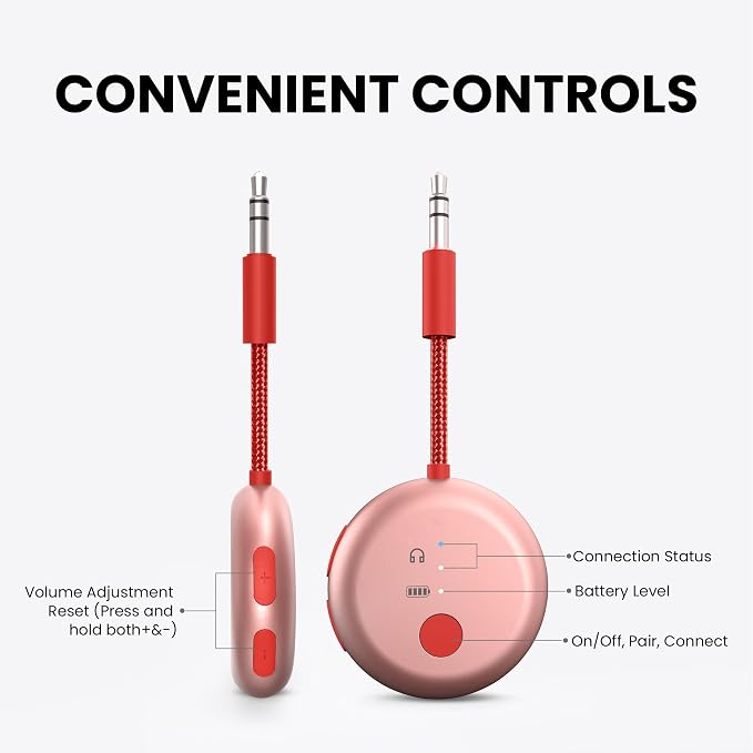 Avantree SoundJet R1 – 25Hr Airplane Bluetooth Adapter for All AirPods | Qualcomm Chipset & aptX Adaptive, Wireless Audio Transmitter for Flight Travel, Works with Bose & Other Headphones