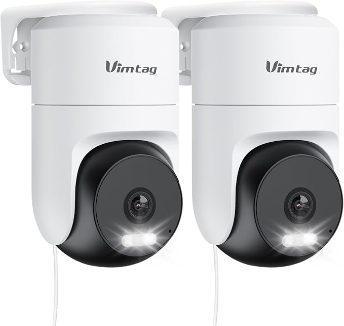 VIMTAG 2.5K 4MP Outdoor Security Camera, Pan/Tilt WiFi Home CCTV Camera, 360° View & Motion Tracking, Color Night Vision, 2-Way Audio, AI Detection Alarm, IP66, Cloud & SD Card Storage, Works w/Alexa