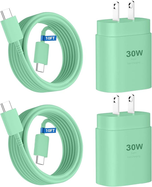 Phone 17 16 15 Charger Fast Charging,30W USB C Phone 17 16 15 Pro Max Charger Block &10FT Long Type C Cable Cord for i.Phone 17/Air/17 Pro/17 Pro Max/16/16 Plus/16 Pro/16 Pro Max/15/15 Pro Max,Green