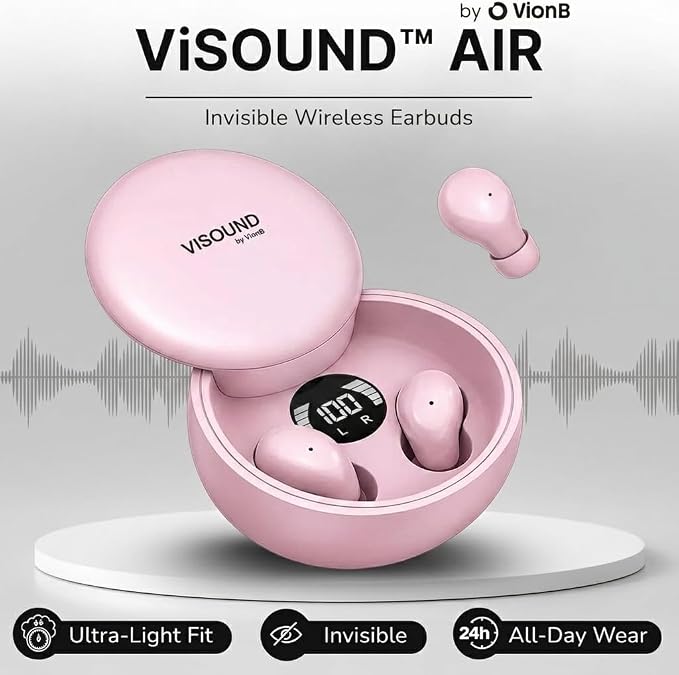 VionB Air Invisible Earbuds Wireless Bluetooth 5.4 for Small Ears, Mini Tiny Ear Buds, IPX5 Waterproof, Sound Isolating Fit, ENC Mic for Clear Calls, Discreet in-Ear Headphones (Rose Quartz)