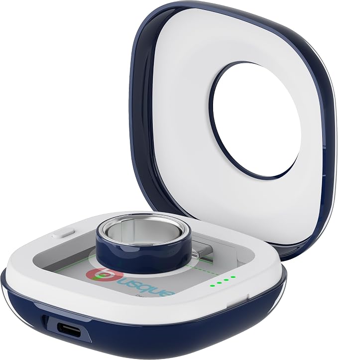 Portable Charging Case Compatible with Oura Ring 4 Charger, Fits All-Sized Ring Gen 4, Up to 10 Ring Charges,Blue (Official Charger NOT Included)