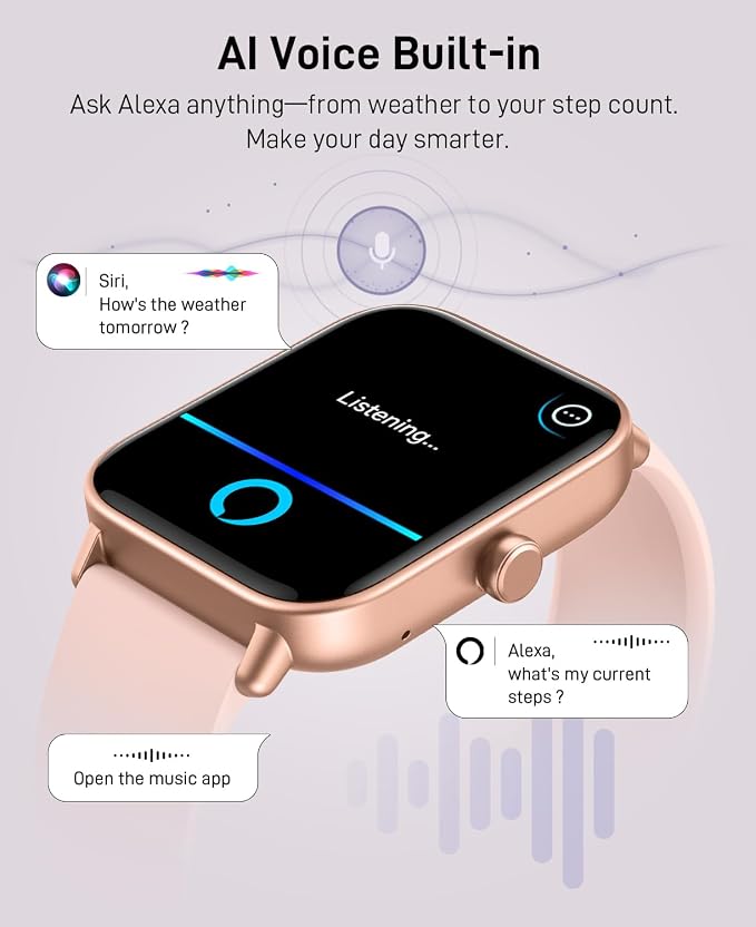 Hingso Smart Watches for Women, 1.85" Fitness Tracker for Android & iPhone | Bluetooth Call & Text Alert, Alexa Built-in, 24/7 Heart Rate/SpO2/Sleep/Cycles Monitor, 120+ Sports, IP68 Waterproof, 2 Bands