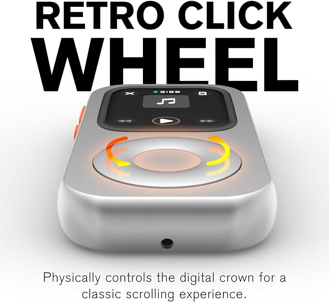 RePod Aluminum Case for Apple Watch Series S7/8/9, Transform Watch into Retro Music Player, 45mm CNC Metal Protective Cover with Functional Click Wheel (Silver)
