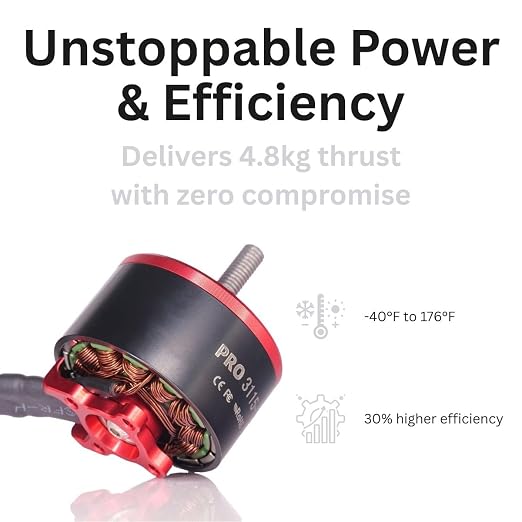 4Pcs Pro 3115-900kv Drone Brushless Motor 4-8s LiPo Kit Spare Part for 8,9,10,13inch Long Range FPV Freestyle Drones,FPV RC Quadcopter Drone Motor,1800W,4819g Thrust