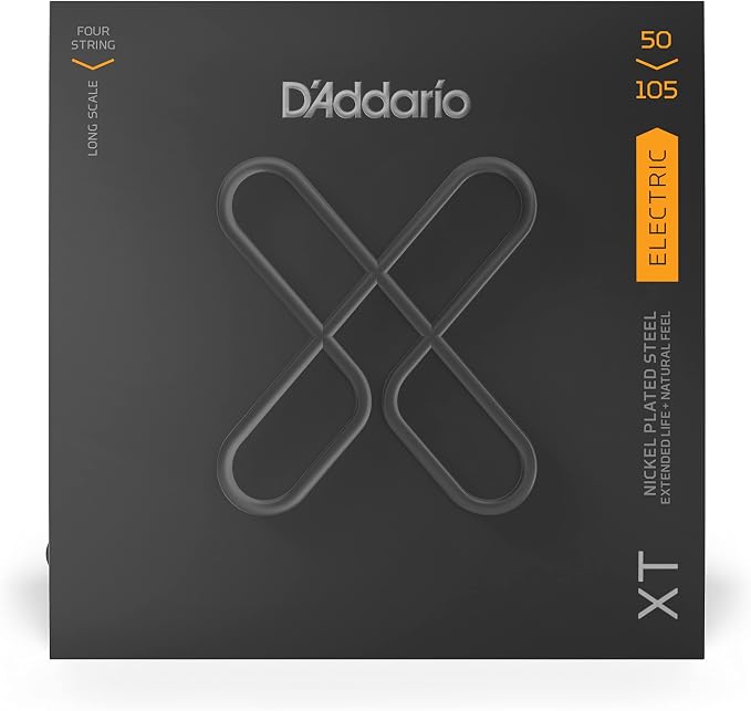D'Addario Bass Guitar Strings, XT Coated Electric, XTB50105, Medium 50-105, 4-String Set, Pack of 1