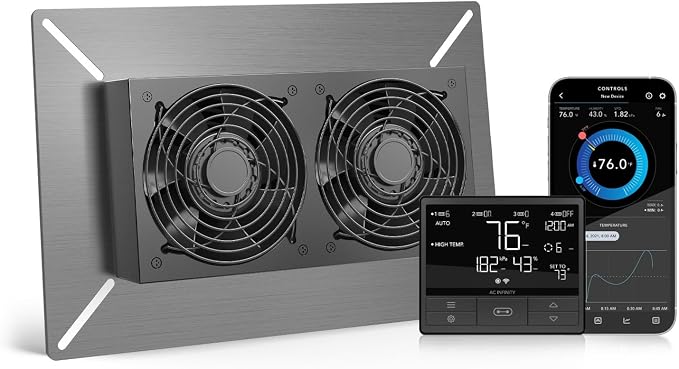 AC Infinity AIRTITAN T7, Ventilation Exhaust Fan 12" with WiFi Temperature Humidity Controller, EC Motor for Crawl Spaces, Basements, and Garages