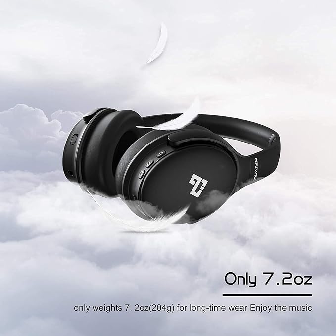 INFURTURE Over Ear Headphones Active Noise Cancelling Headphones, H1 Wireless Bluetooth Headset, Deep Bass Headset, Low Latency, 90H Playtime, Foldable Headphone for Sport Running Cool Gadgets Gift