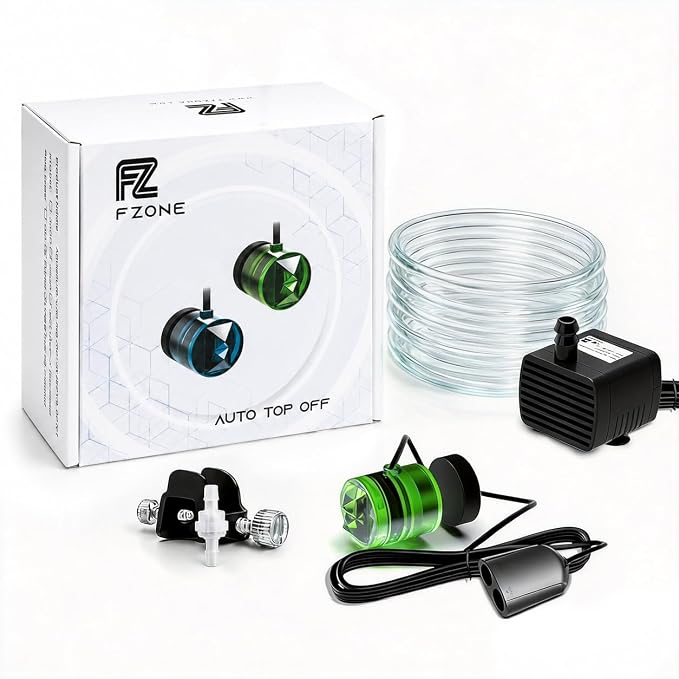 FZONE ATO System for Saltwater Aquarium, Auto Top Off with Dual Optical Sensors for Reef and Freshwater Tanks (Green)