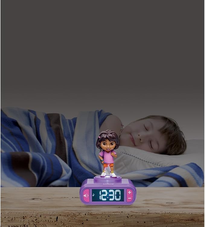 LEXIBOOK, Alarm Clock - Dora Night Light with Sound Effects, Purple, RL800DOR