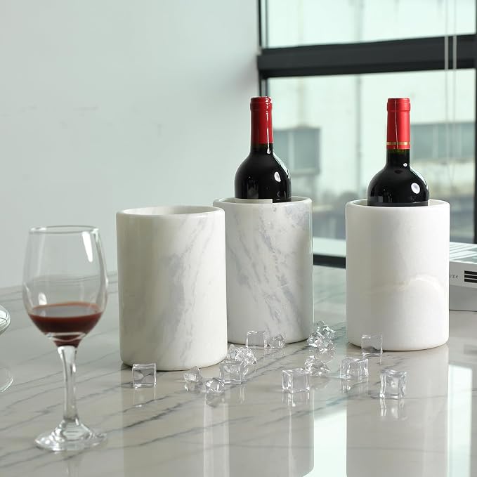 BCS Marble Wine Bottle Chiller - Versatile Wine Chillers for Bottles - Applicable to Kitchen Utensil Holder/Makeup Brush Holder/Pen Holder for desk That Also Serves as Lamp Shade