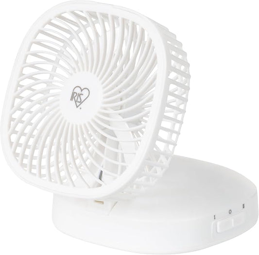 IRIS USA 5" Battery Operated Small Fan, 2 Speeds, D-Battery Powered, Compact Foldable Personal Fan, Portable Travel Mini Desk Fan, Home Office Bedside Picnic Camping Outdoor Use