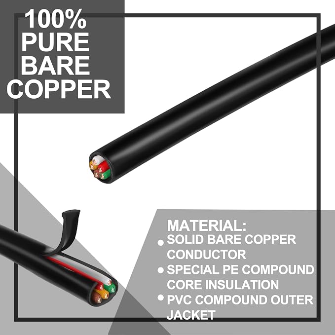 Hoolerry Solid Sprinkler System Wire 18 Gauge Irrigation Wire with UV Resistant PVC Jacket Sprinkler Cable for Underground Irrigation Field Central Control System 30v Ul Listed(18/5, 250 Ft)