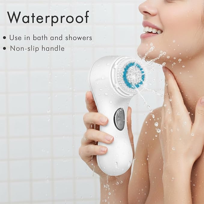 Microtree Electric Facial Cleansing Brush, Ultrasonic Vibrating Face Brush, 2 Speeds for Gentle Clean, Rechargeable Face Scrubber Exfoliator Waterproof Sonic Face Brushes for Cleansing