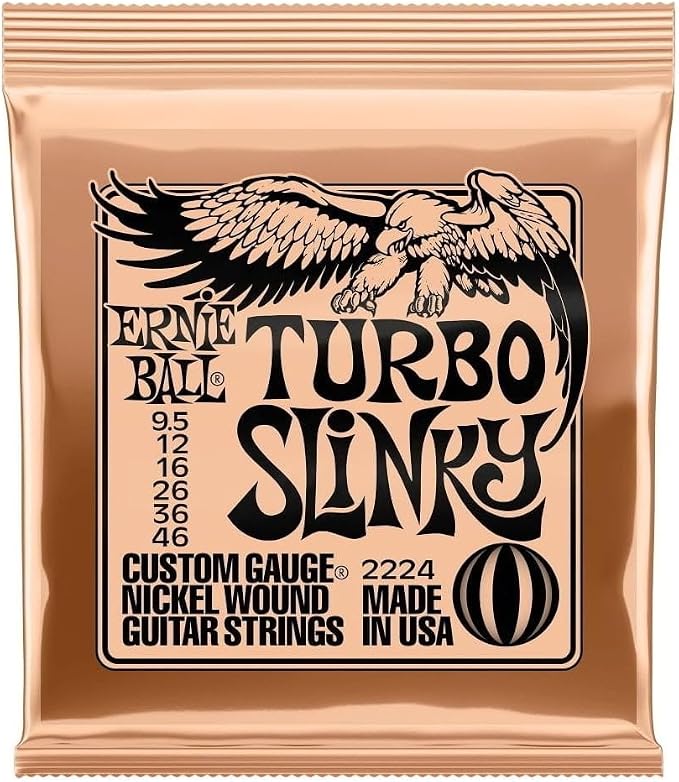 Ernie Ball Turbo Slinky Nickel Wound Electric Guitar Strings, 9.5-46 Gauge (P02224)