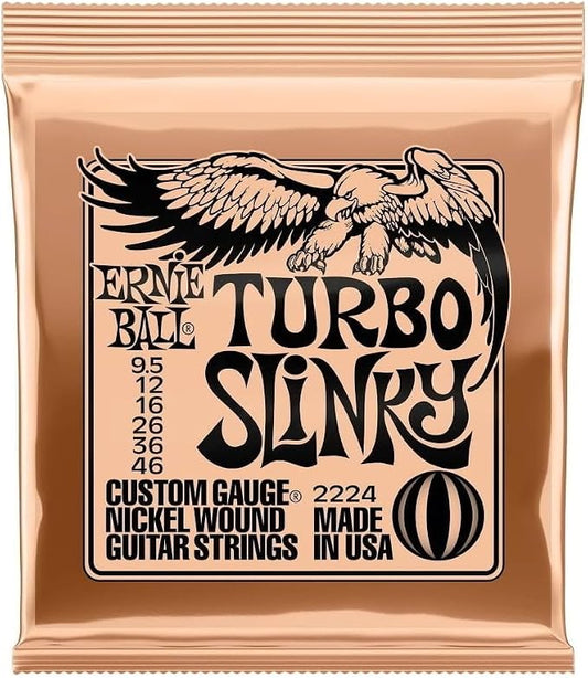 Ernie Ball Turbo Slinky Nickel Wound Electric Guitar Strings, 9.5-46 Gauge (P02224)