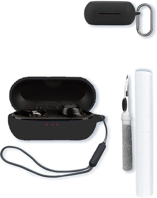 Case for Anker Soundcore Life A1 True Wireless Earbuds,Soft Protective,BOVUGAC Silicone Case Cover with Keychain & Cleaning Kit & Lanyard for Soundcore by Anker Life A1-Black