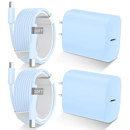 Phone 17 16 15 Charger Fast Charging Type C Chargers USB C Fast Charger Block & Phones 17 Charger Cord 10FT Long USB C Charging Cable for i.Phone 17/17 Pro/17 Pro Max/Air/Phone 16 15 Pro Max,Blue