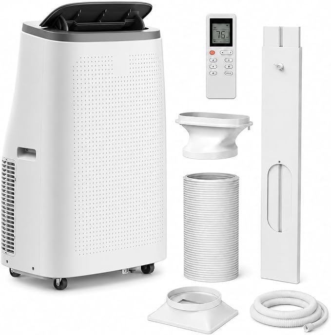 14,000 BTU Portable Air Conditioners, Cools Large Room Up to 700 Sq.Ft, 4-in-1 AC Unit with Dehumidifier & Fan, Remote Control, Quiet Sleep Mode, Energy Efficient for Home Office Garage