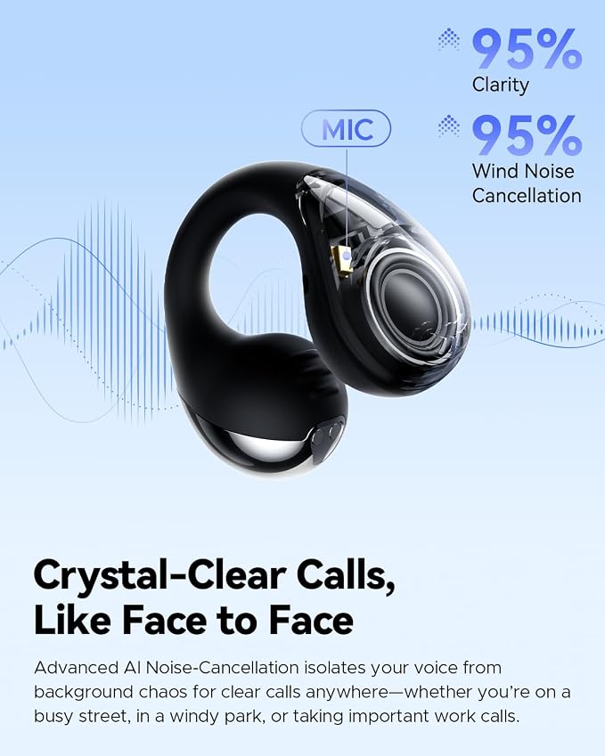 SoundPEATS PearlClip Pro Open Ear Clip-on Earbuds, Comfortable Secure Fit for Sports, Workouts | LDAC & Hi-Res Audio with Spatial Sound, 12mm Drivers, 24H Play, Fast Charge, IPX5, Bluetooth 6.0