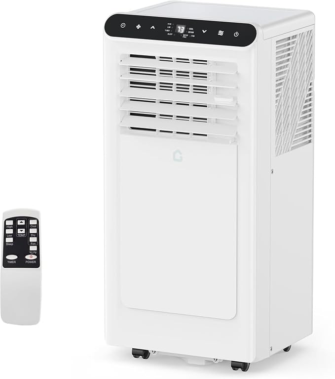8000 BTU Portable Air Conditioners, 3-in-1 Portable AC with Cooling Dehumidifier Fan, Quiet Sleep Mode, Remote Control, 24H Timer,LED Touch Screen, for Bedroom Office Dorm Rooms Up to 350 Sq Ft