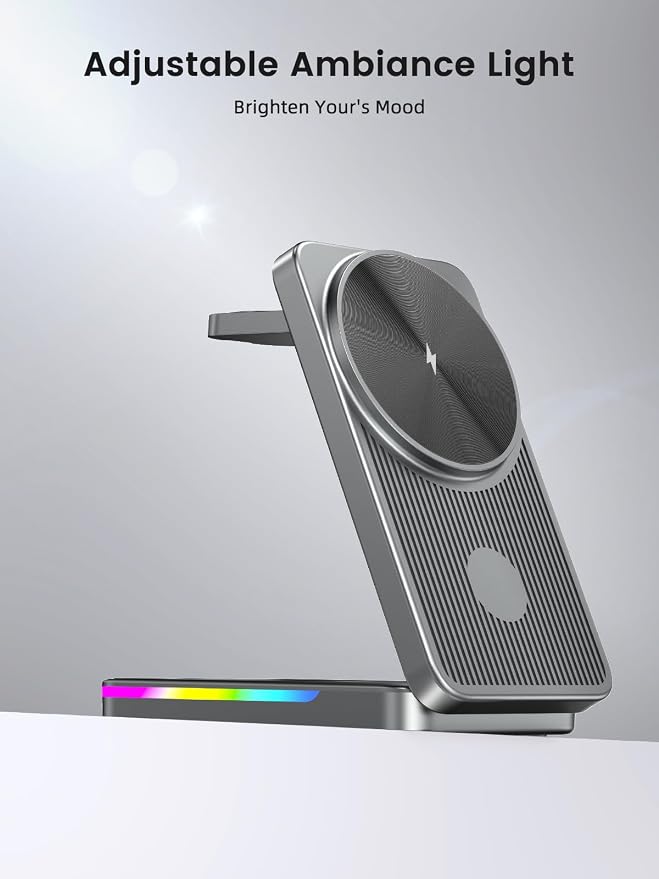 Magnetic Wireless Charger for Samsung Galaxy S26 Ultra, 3 in 1 Wireless Charging Station for Samsung Watch 8, Travel Foldable MagSafe Charger Stand for Android S25 Ultra/Z Fold/Z Flip 7, Buds 4 Pro