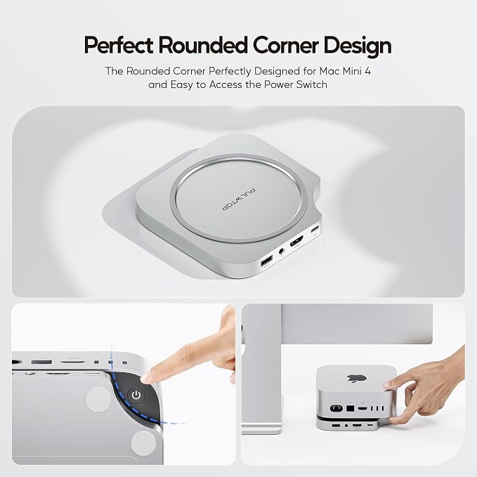 Mac mini M4 Dock with 8TB M.2 SSD Enclosure (SSD NOT Included), Mac mini M4/ M4 Pro Hub Stand with HDMI 4K@60Hz, 2024 MacMini USB C Hub Accessories, 3 USB A, SD/TF, 3.5mm Audio
