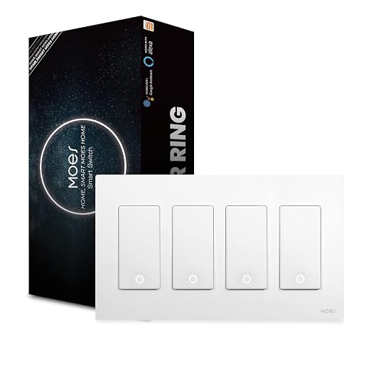 MoesGo 2nd Generation WiFi Smart Light Switch, Smart Wall Switch 2.4GHz WiFi, Neutral Wire Required, Smart Life APP Remote Control, Compatible with Alexa/Google Home, No hub Required White 4 Gang