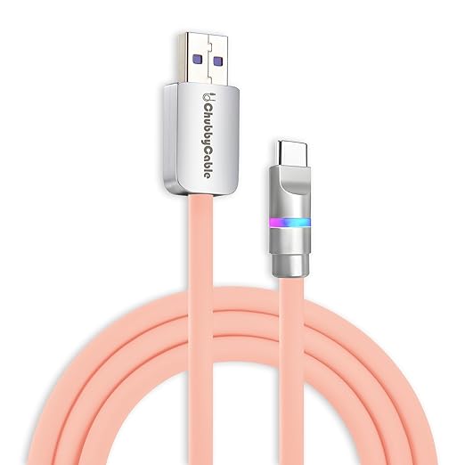 chubbycable Neon Chubby - Fast Charge Cable with Smart Light RGB Color Gradual Light Up 100W Charging Cord LED USB C Cable Compatible with iPhone 17-15 Series, Pink, USB-A to Type-C, 3.3 FT