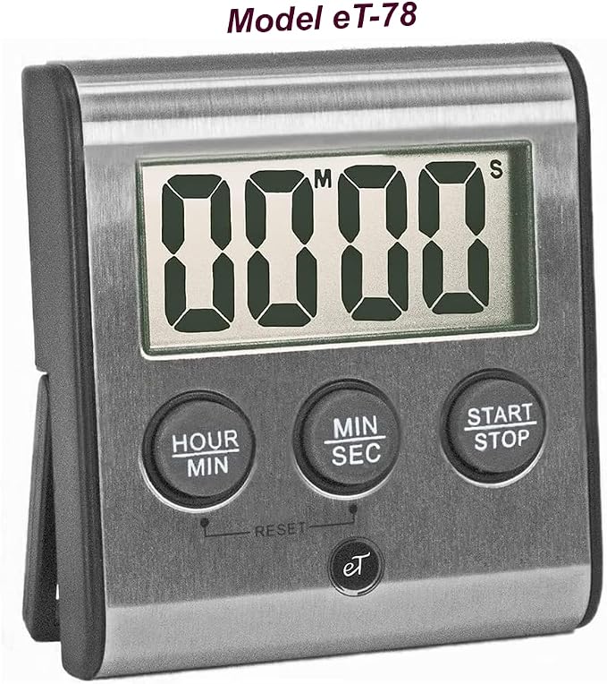 eTradewinds Elegant Digital Kitchen Timers 2 Pack Bundle Featuring Stainless Steel Models eT-23 and Model eT-78, Auto Shutoff Auto Memory