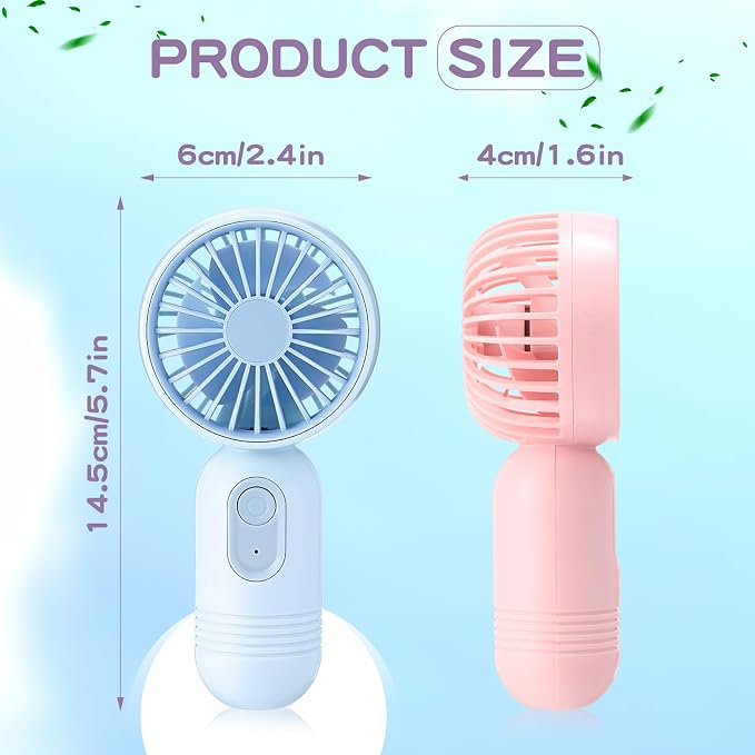 Rossesay 6 Pcs Mini Portable Fan Bulk Cute Handheld Lightweight Small Little Personal Hand Eyelash Fan 3 Speeds USB Rechargeable for Women Men Indoor Outdoor Makeup Travel (Multicolor)