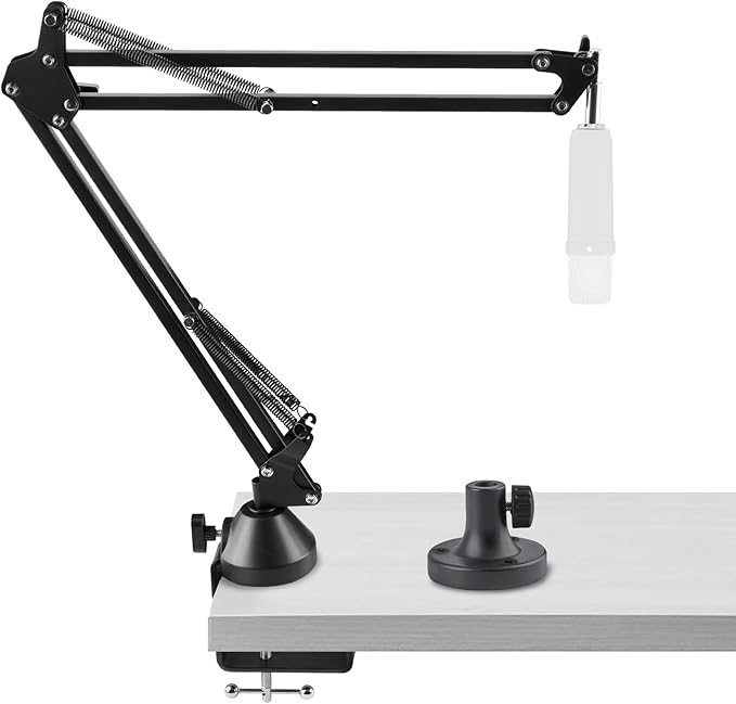 Geekria for Creators Microphone Arm Compatible with Rode NT-USB, NT1-A, NT1, Mic Boom Arm Mount with Table Flange Adapter, Suspension Stand, Mic Scissor Arm, Desk Mount Holder