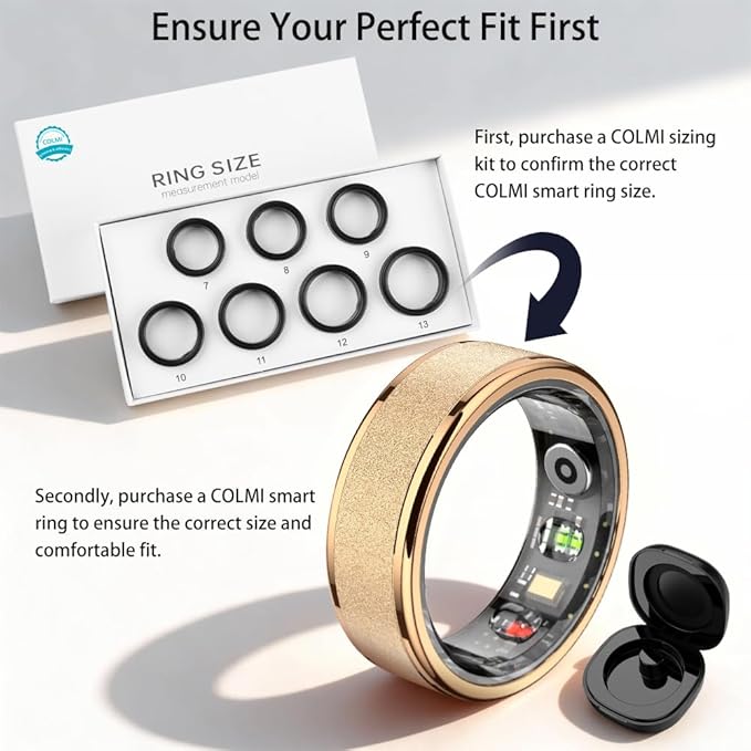 COLMI R10 Smart Ring, Smart Health Ring for Women, Features Heart Rate, Blood Oxygen, Sleep Monitoring, Pedometer, and Fitness Tracker, No Subscription Fee. (Rose Gold, 9#)