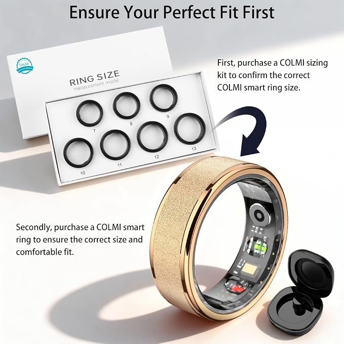 COLMI R10 Smart Ring, Smart Health Ring for Women, Features Heart Rate, Blood Oxygen, Sleep Monitoring, Pedometer, and Fitness Tracker, No Subscription Fee. (Rose Gold, 10#)