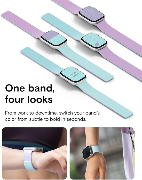 MOFT Snap Duo Watch Bands Compatible with Apple Watch, Quick Magnetic Wear, Duo-Color Design & Soft Silicone, iWatch Bands for Ultra 3/2/1, Series 11/10/9/8/7/SE/6/5/4/3/2/1, 38/40/41/42/44/45/46/49mm