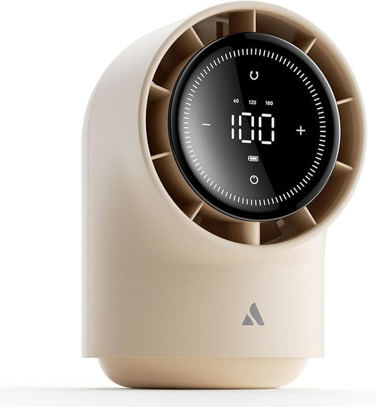 Aecooly Touch Control Desk Fan, 100 Speeds Quiet Bedroom Digital Display 8000mAh 3 Oscillation Angles Battery Powered Small Desktop Table Fan for Bedroom, Bedside, Office, Travel -Beige