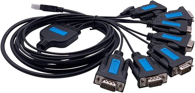 TECHTOO 7 Port Professional Prolific CHIP USB to Serial RS232 DB9 Adapter Converter Serial Cable 9-Pin Male to Male with Thumbscrews (W/Thumbscrews, 7 RS232 Port)