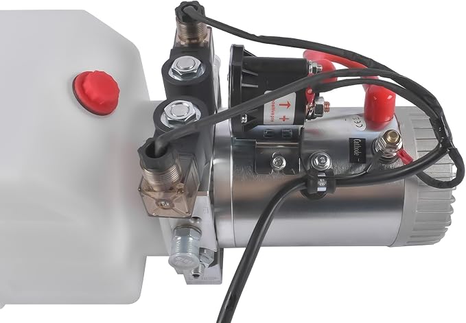 6 Quart Hydraulic Power Unit 1.6KW Power, 12V DC Double Acting Hydraulic Pump for Dump Trailer Car Lifting, Hydraulic Pump Power Unit, 6L Plastic Tank, 3200 PSI Max Pressure Weonefit