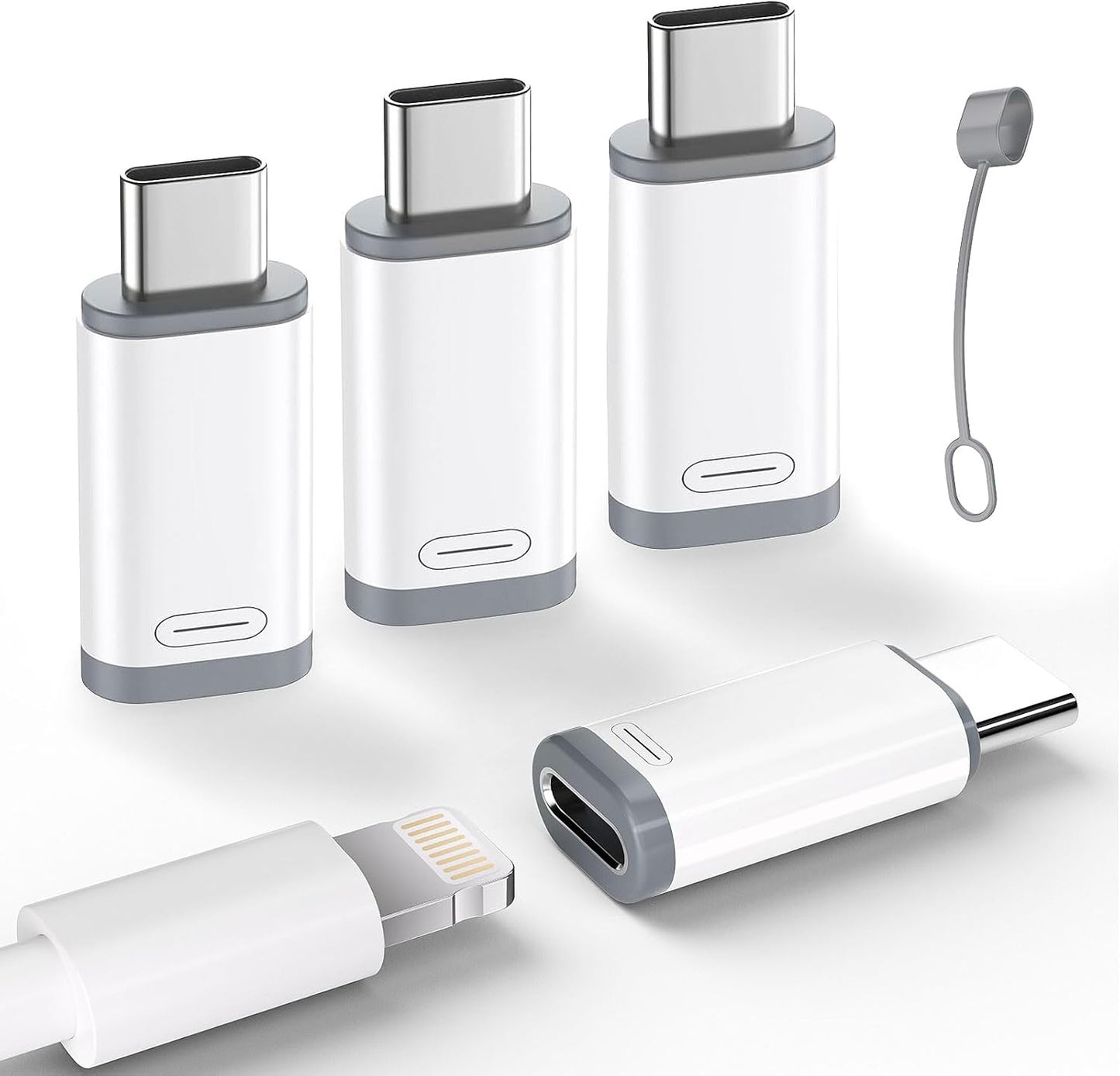 4 Pack Lightning to USB C Adapter for iPhone 15/16/16 Pro Max/Plus Samsung S24 Support Charging & Data Transfer,Type C Charger Connector Cable-NOT Support Audio/OTG/Headphone/Earbud/Apple -Pencil