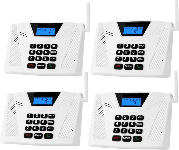 Intercoms Wireless for Home Upgraded, Hands Free Intercom 5300ft, Real-Time Two Way Intercoms for Home with Group Call, Full Duplex Wireless Intercom System for Business Office(4 Pack)