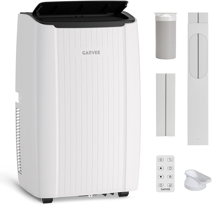 Garvee 12000 BTU Portable Air Conditioner, Portable AC Unit with Dehumidifier, Fan and Remote Control, Energy Efficient Indoor AC Conditioner for Rooms Up to 550 Sq. ft., White