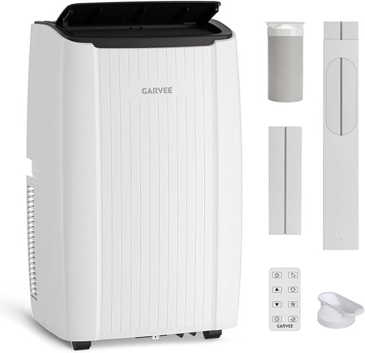 Garvee 12000 BTU Portable Air Conditioner, Portable AC Unit with Dehumidifier, Fan and Remote Control, Energy Efficient Indoor AC Conditioner for Rooms Up to 550 Sq. ft., White