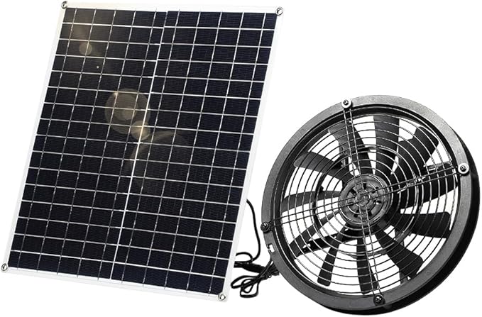 Solar Fan, 20W Weatherproof Solar Powered Fan with DC Fan for Small Chicken Coops, Greenhouses, Sheds,Pet Houses, Window Exhaust